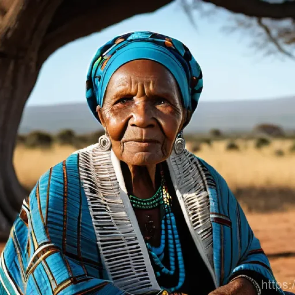 남아프리카 코사어 클릭음 특징 - **Prompt 1: The Storyteller's Wisdom**
"A captivating portrait of an elderly Xhosa woman, her fa...