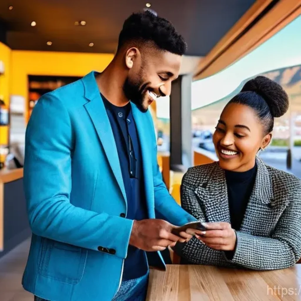 남아프리카 공화국 신용카드 사용 가능 여부 - **Vibrant City Transaction in Cape Town**
**Prompt:** A young, diverse couple, casually dressed ...