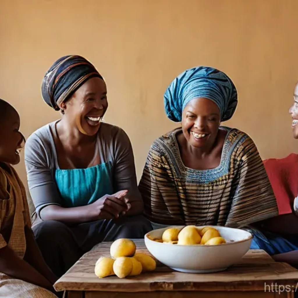 남아공 전통 맥주 움콰밤보티 - **Prompt:** A heartwarming scene inside a traditional South African home, bathed in soft, inviting l...